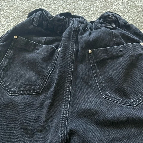 Zara high waisted women’s black baggy jeans pants elastic waist - Picture 11 of 14